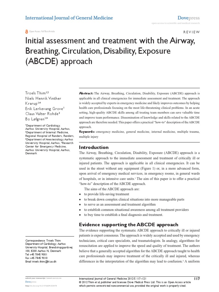 Initial Assessment and Treatment - ABCDE Approach | PDF | Cardiac ...