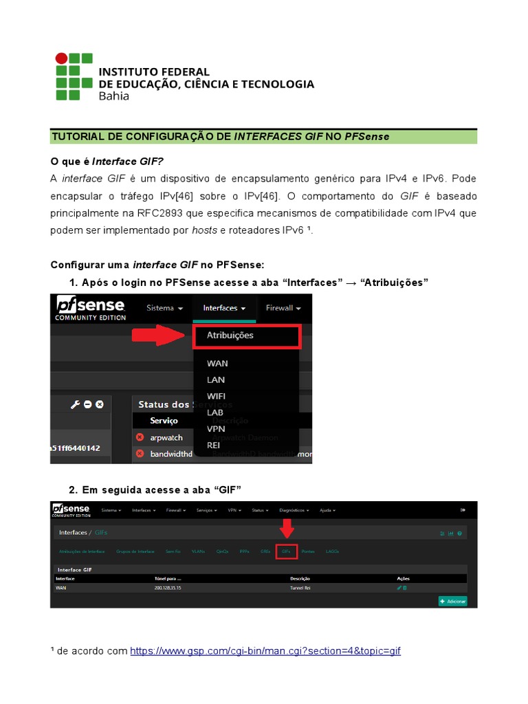 Configuração de GIF no PFSense | PDF