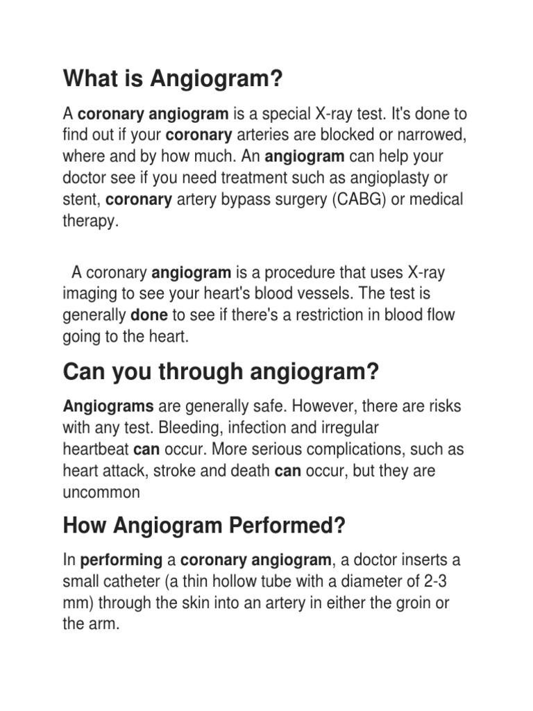 What Is Angiogram | PDF | Wellness | Science & Mathematics