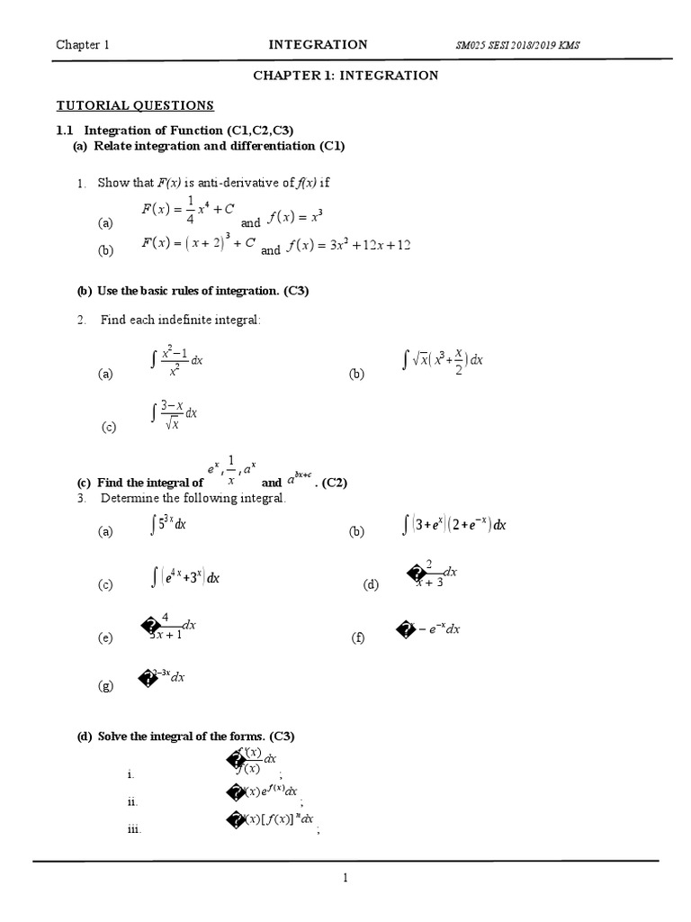 SM 025 - INTEGRATION Soalan | PDF | Integral | Physical Quantities