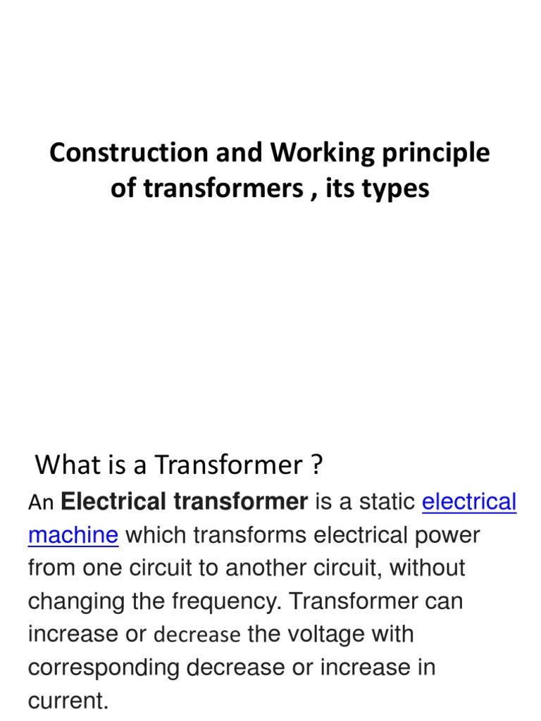 Construction and Working Principle of Transformers, Its | PDF ...