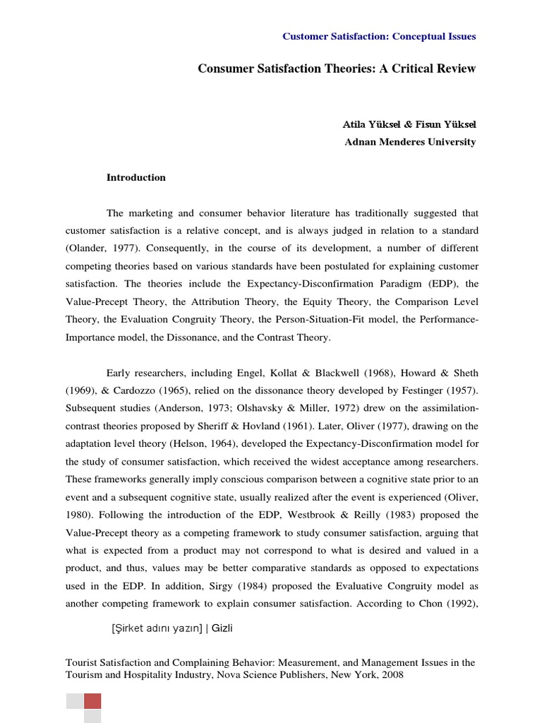 Value-Percept Theory in Customer Satisfaction | PDF | Customer ...