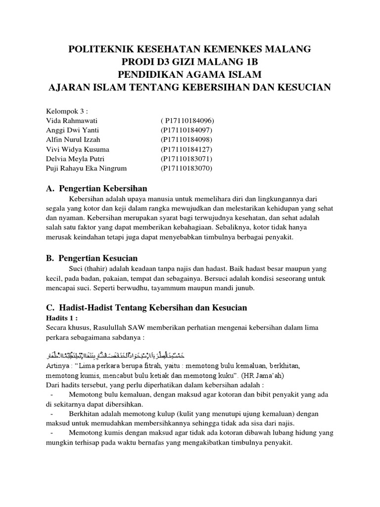 Kebersihan Dan Kesucian Docx