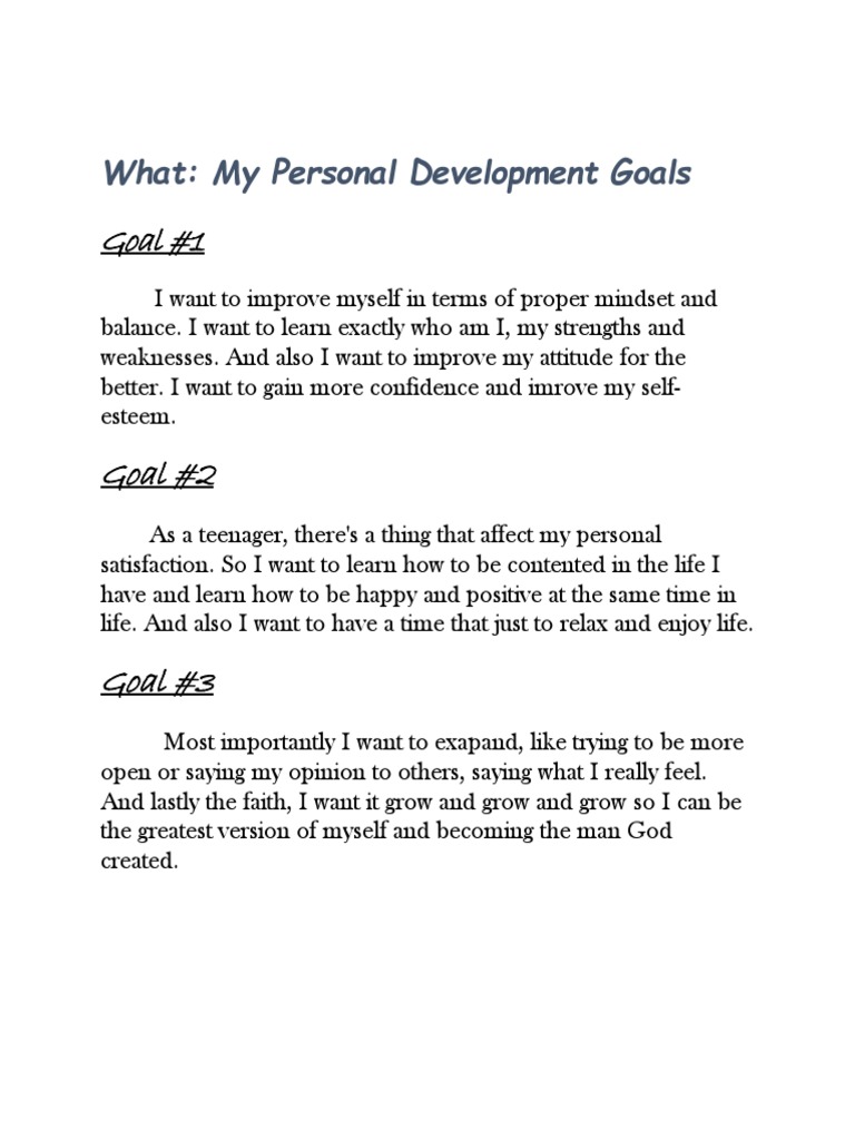 Personal Development Goals and Strategies | PDF | Goal | Contentment