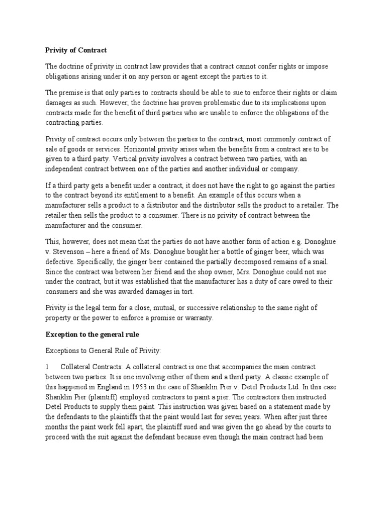 privity of contract essay