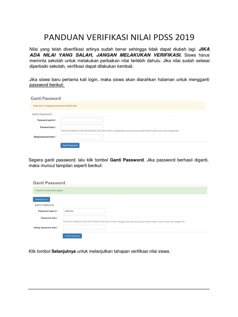 Verifikasi dan Perbaikan Nilai PDSS | PDF