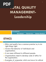 Total Quality Management-Leadership: Presented By, Shivakumar Merrin Syra Rahana Rasheed