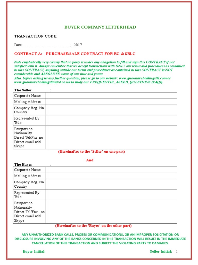 Contract A | PDF | Financial Transaction | Sales