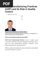 Good Manufacturing Practices (GMP) and Its Role in Quality Control