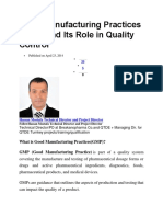 Good Manufacturing Practices (GMP) and Its Role in Quality Control