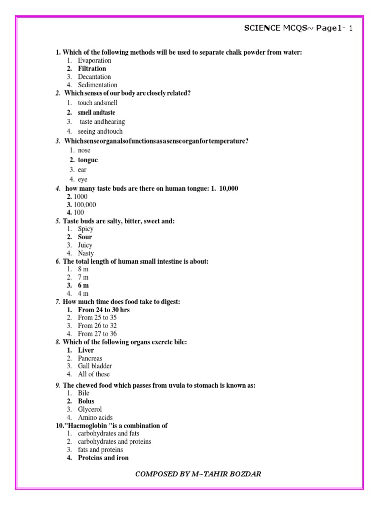 Science MCQs for Students | PDF | Atoms | Molecules