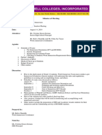 Minutes of Meeting: Name of Association: Work Immersion Type of Meeting: Date: Attendees