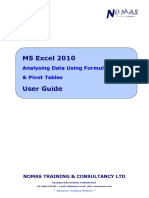 Excel AnalysingDataUsingFormulaePivotTables