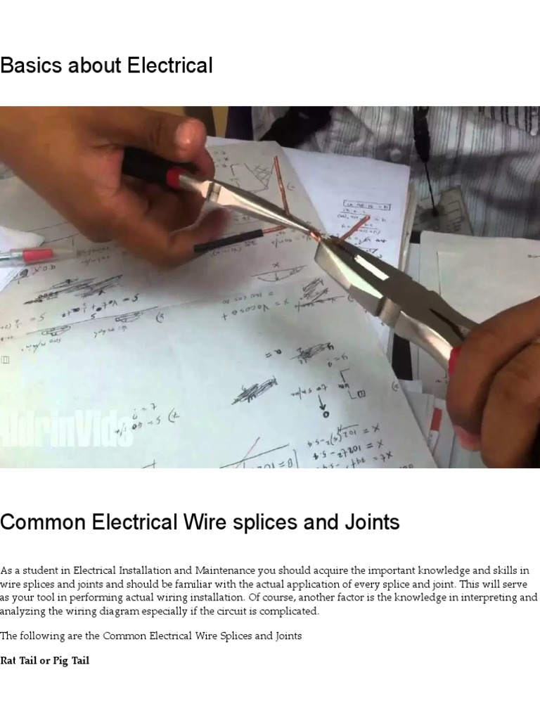 Common Electrical Wire Splices and Joints Basics About Electrical