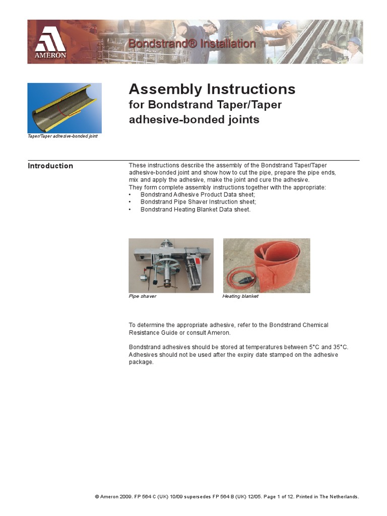 Assembly Instructions For Taper Joints PDF Adhesive Tap (Valve)