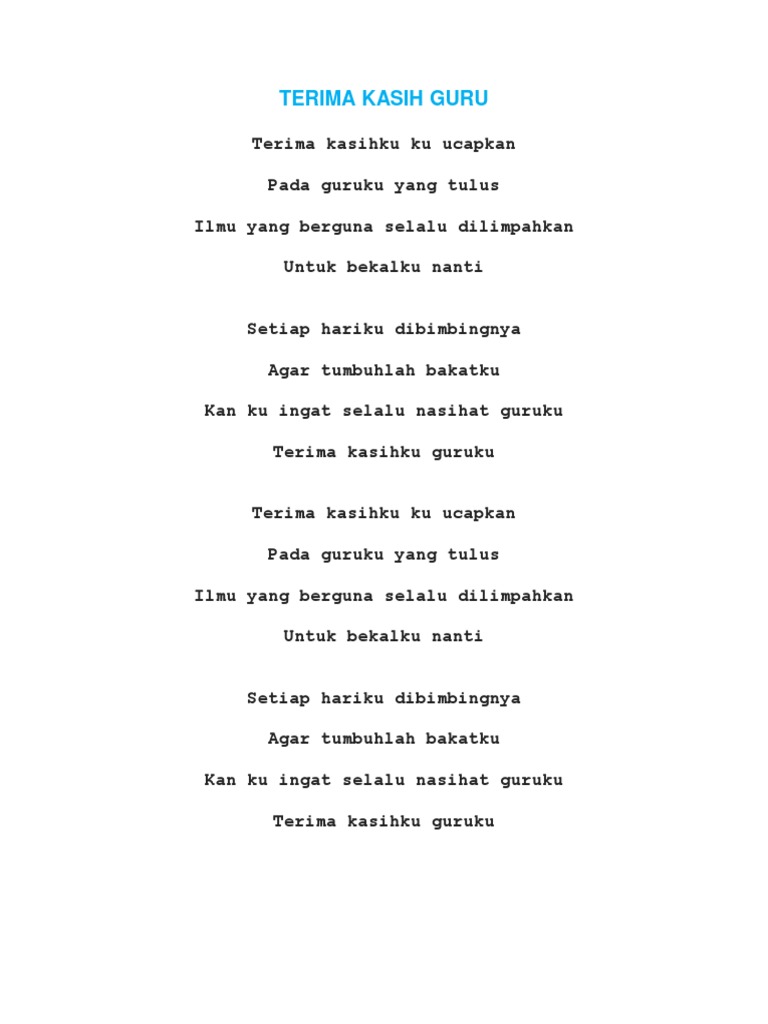 Download Lagu Hymne Guru Terima Kasihku Terbaru