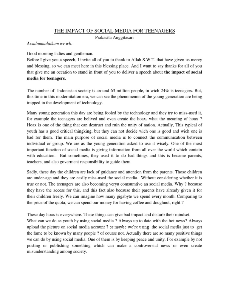 Impact of Social Media on Teenagers | PDF | Social Media | Popular ...