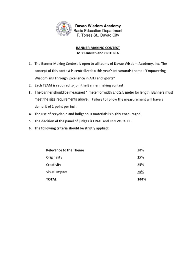 Banner Making Contest Criteria | PDF | Art