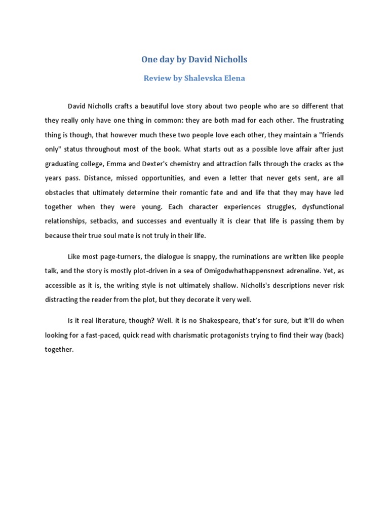 One Day by David Nicholls PDF