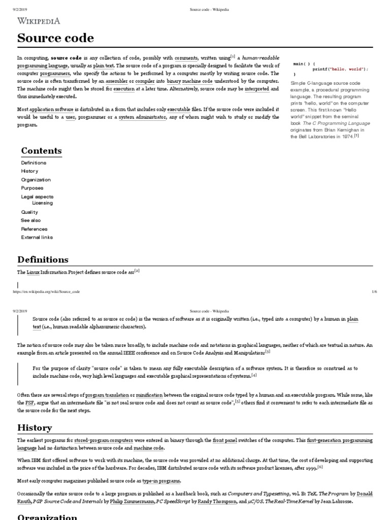 Source Code - Wikipvedia | PDF | Source Code | Computer Science