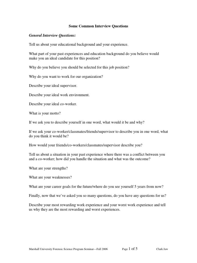 Common Interview Questions | PDF | Forensic Science | Crime Scene