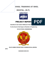 Vocational Training at Bhel Bhopal, (M.P) : Project Report
