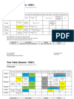 Time Table (Session: 19201) : 1 Semester