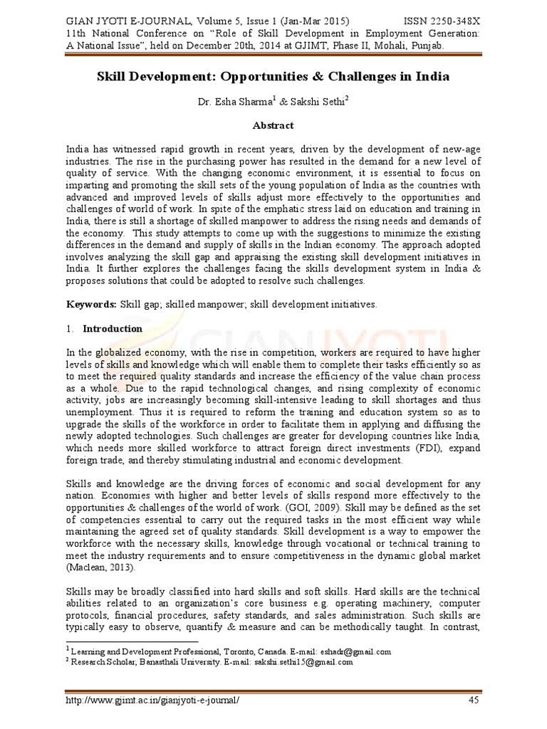 Skill Development Challenges in India | PDF | Economic Development ...