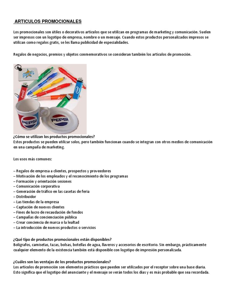 Articulos Promocionales | PDF | Marca | Marketing, image size:768x1024