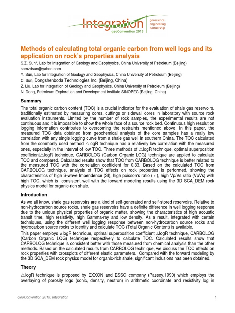 Mastering TOC Calculation Techniques | PDF | Total Organic Carbon ...