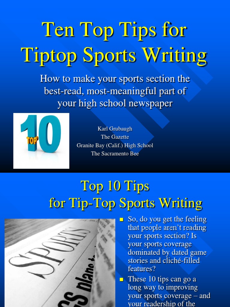 Ten Top Tips For Tiptop Sports Writing PDF Storytelling Newspapers