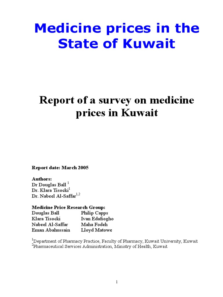 Kuwait Report Pricing Surveys PDF PDF Generic Drug Medical