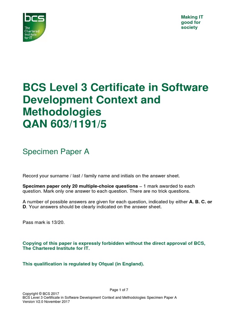 Bcs Se Question PDF Software Testing Software Development