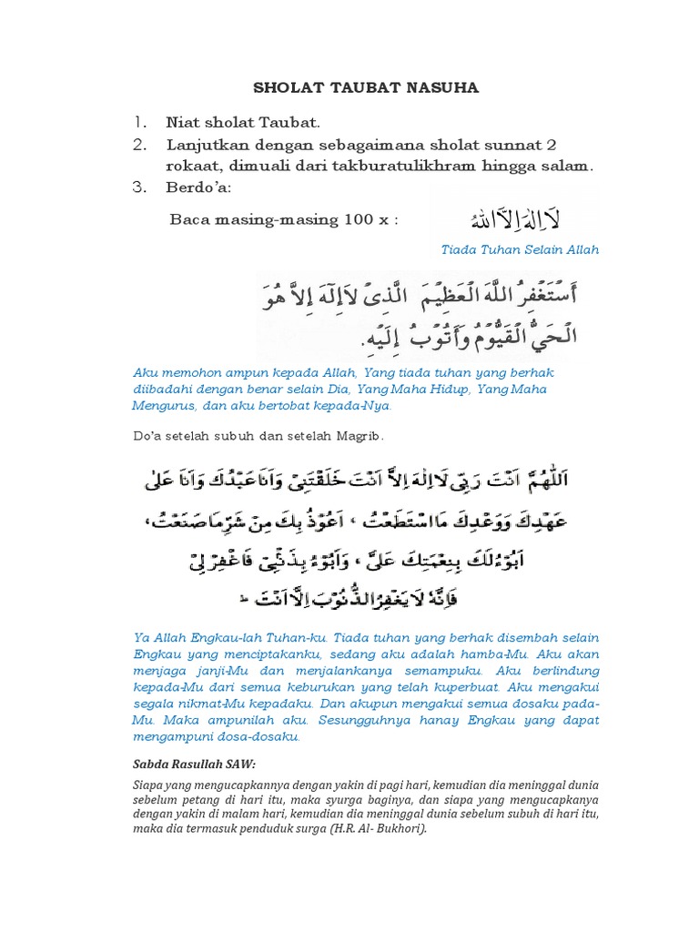 Panduan Sholat Taubat Nasuha | PDF | Hukum | Pengembangan Diri