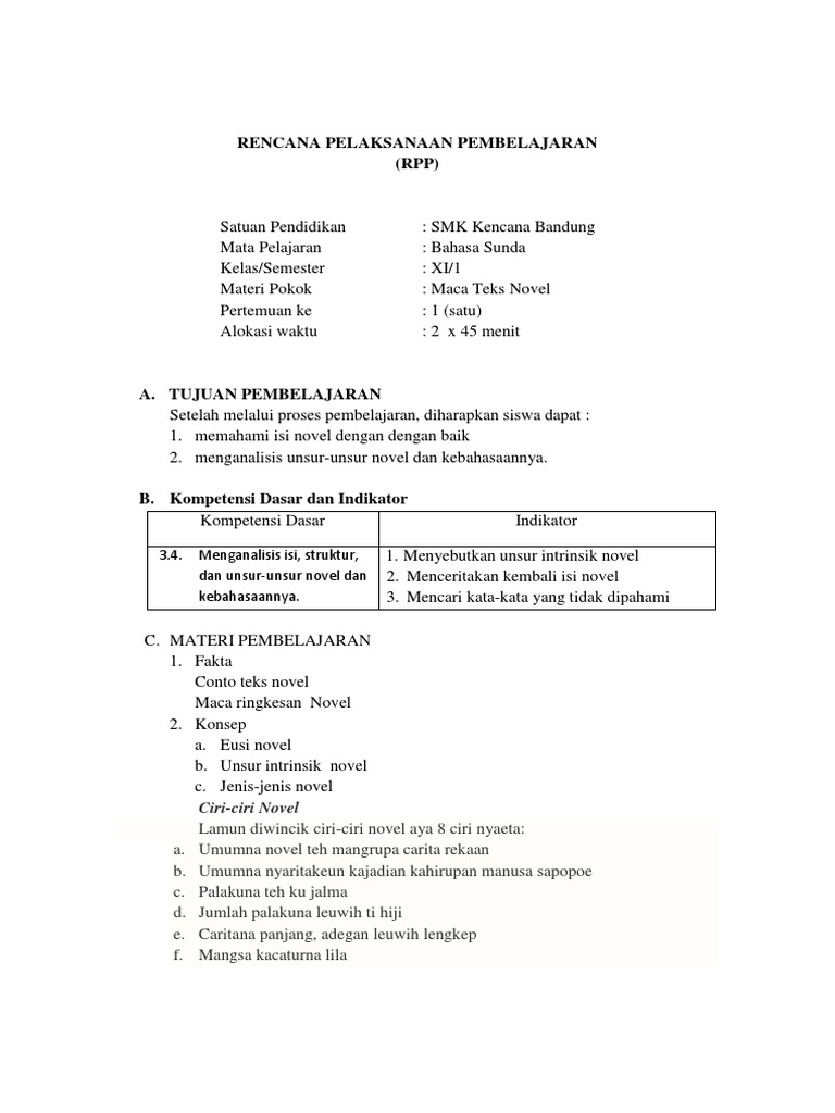 Unsur Intrinsik Novel Sunda Cerpen