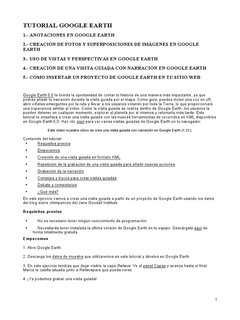 Crear Visitas Guiadas en Google Earth | PDF | Point and Click | HTML
