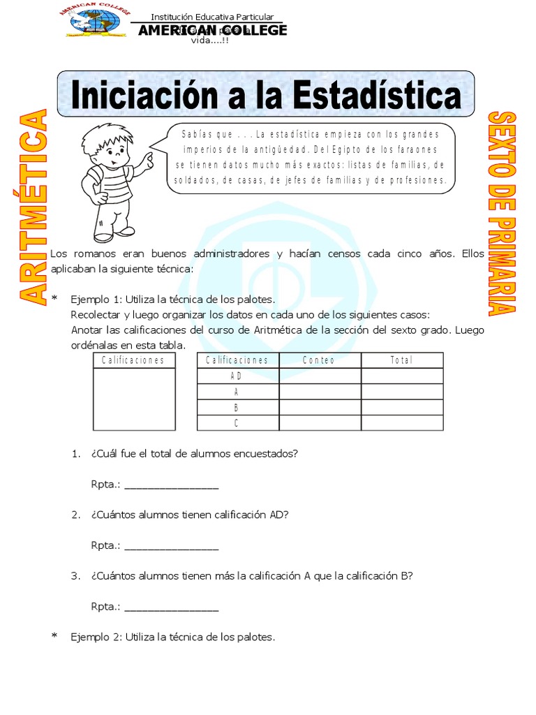 Ejercicios de Estadística para Sexto Grado | PDF | Aprendizaje ...