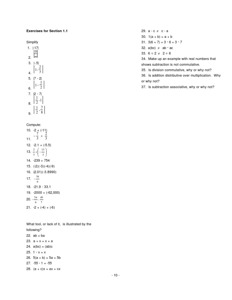 Math Exercises on Absolute Values and Operations | PDF