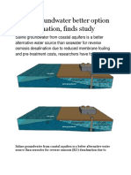 Saline Groundwater Better Option For Desalination