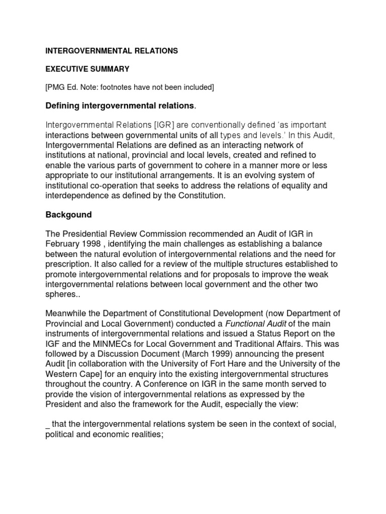 Defining Intergovernmental Relations | PDF | Local Government | Bill (Law)