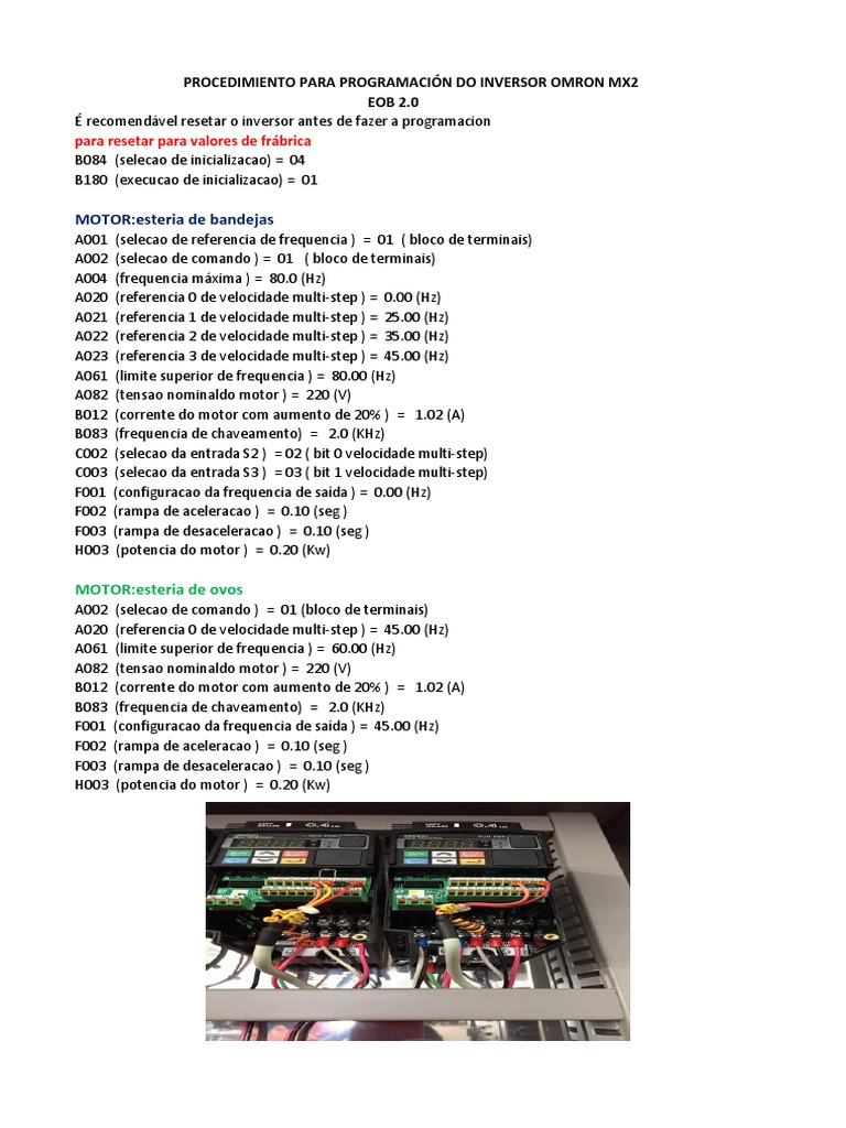 Programacion Inverter Omron 3g3mx2 | PDF