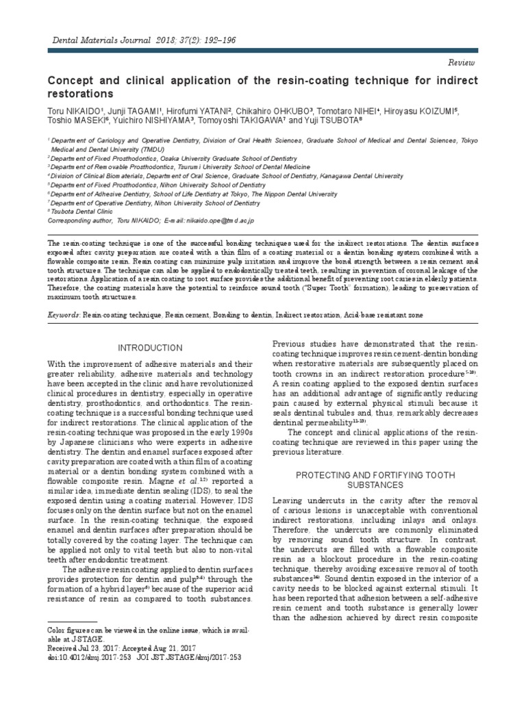 Resin-Coating Technique in Dentistry | PDF | Dental Composite | Human Tooth