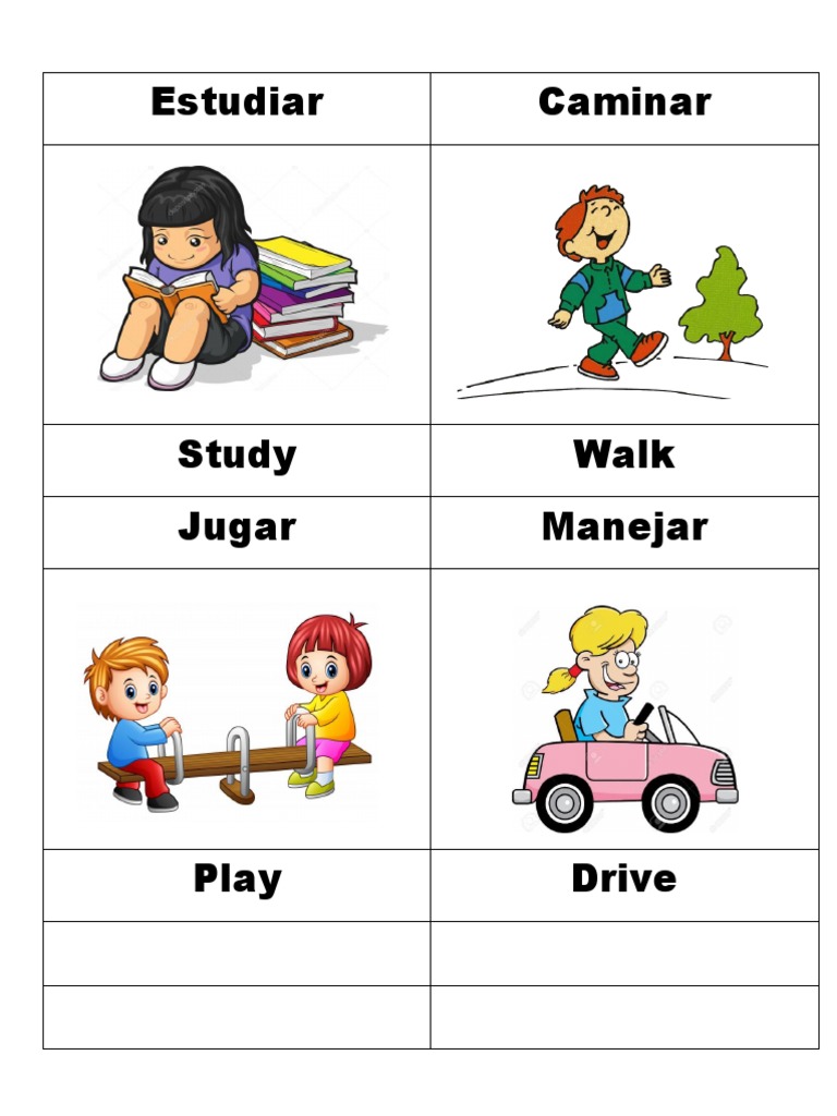 Tarjetas de verbos en inglés para imprimir | PDF