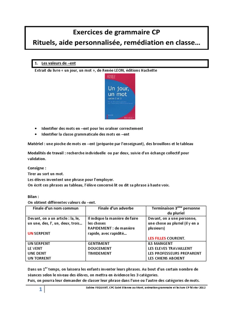 Grammaire Cp Pdf Nom Grammaire Nombre Grammatical