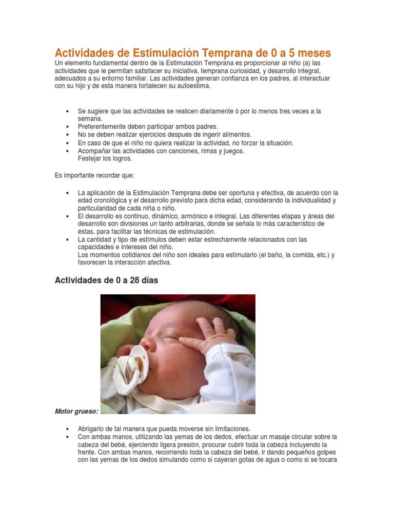 Actividades de Estimulación Temprana 0-5 meses | PDF | Mano | Masaje