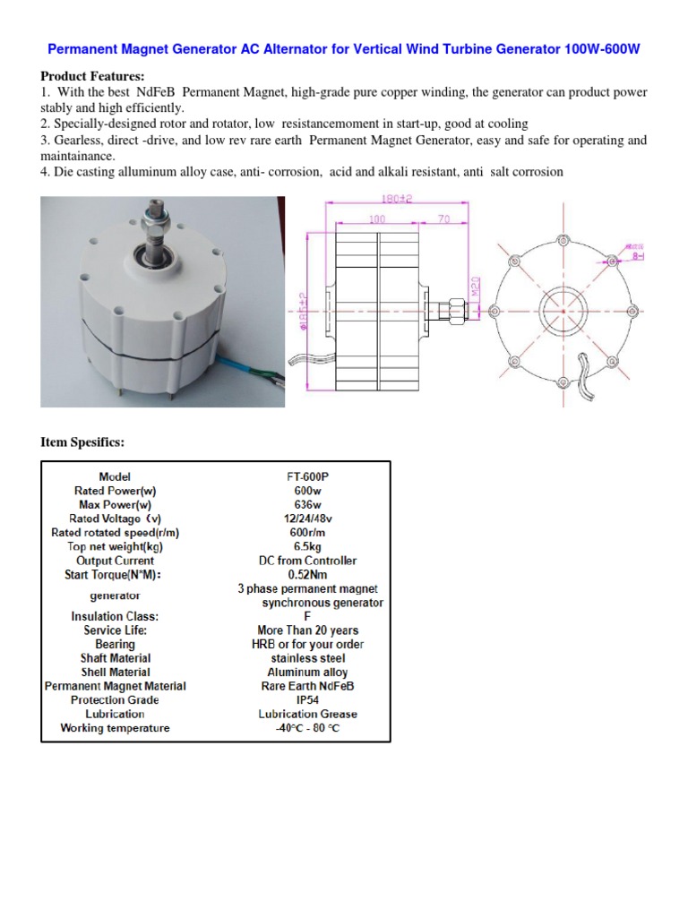 Permanent Magnet Generator for Wind Turbines | PDF | Electric Generator ...