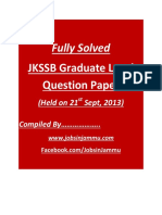 Complete JKSSB Graduation Level Paper 2013 PDF