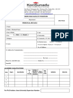 AP Plication Form For Faculty Position: Personal Details