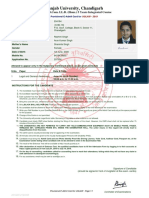 Panjab University, Chandigarh: Provisional E-Admit Card For