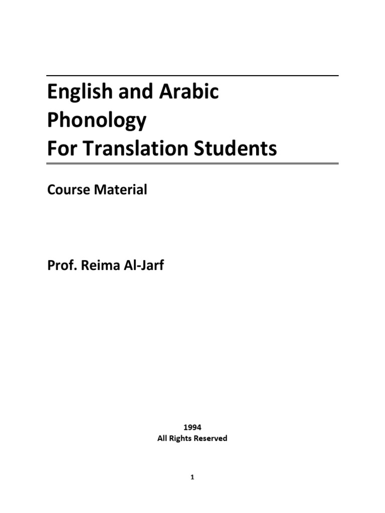 English and Arabic Phonology For Transla PDF | PDF | Phoneme | Consonant